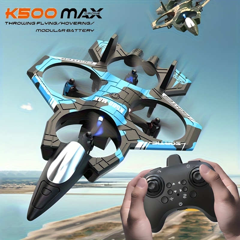 K500MAX Drone de Acrobacias RC: Lanzamiento Automático, Volteos 360°/ Mantenimiento de Altura, Cambio Rápido con Un Botón, Diseño Resistente a Caídas, Luces RGB + Modo Sin Cabeza – ¡La Elección Perfecta para Entusiastas del Vuelo al Aire Libre!
