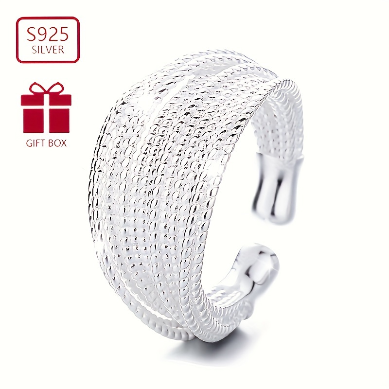 

1pc Bague Manchette En Argent Sterling 925 Convient Aux Hommes Et Aux Femmes Pour Compléter Les Tenues Quotidiennes Bijoux De Haute Qualité Cadeau Pour Cool