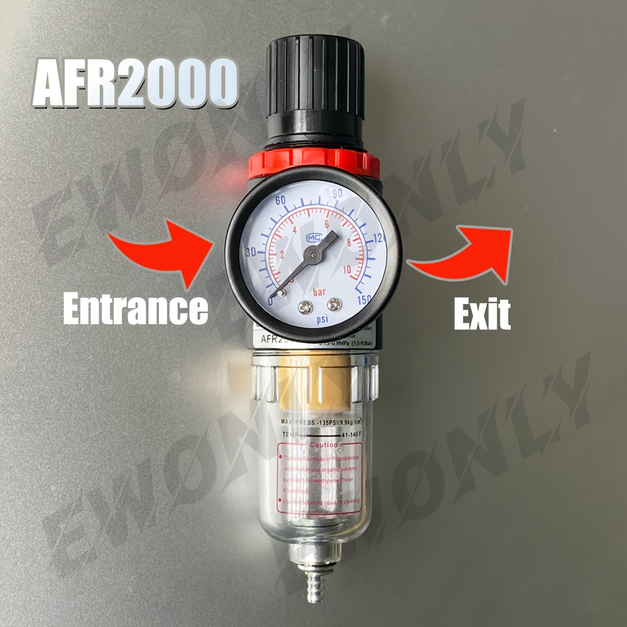 AFR-2000 空圧式エアフィルターレギュレーター、コンプレッサー減圧弁、オイル・水分離器とゲージ付き、無負荷、耐久性のある素材