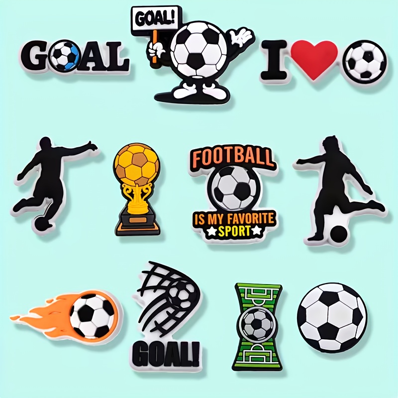 TEMU 11pcs Football Series, Football-themed Pendant Jewelry Set For Shoes, Beach Bag, Wristband - Detachable Creative - Ideal Gift For Birthdays,