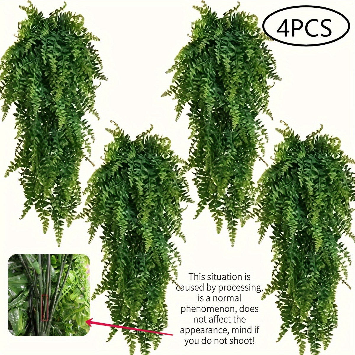 TEMU 4pcs Uv- Hanging Plants - Artificial Ivy & Fern For Indoor/ Decor, For Patio, Porch, And Wall