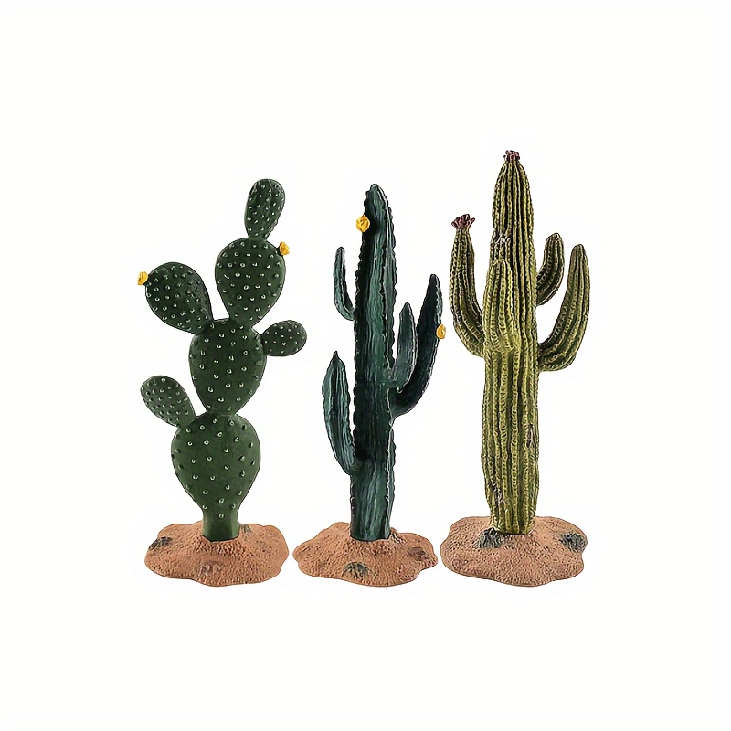 

3 pièces de cactus artificiels verts du désert, modèle en plastique pour bac à , loisirs et hobbies, modèle de construction de scène, collections artistiques