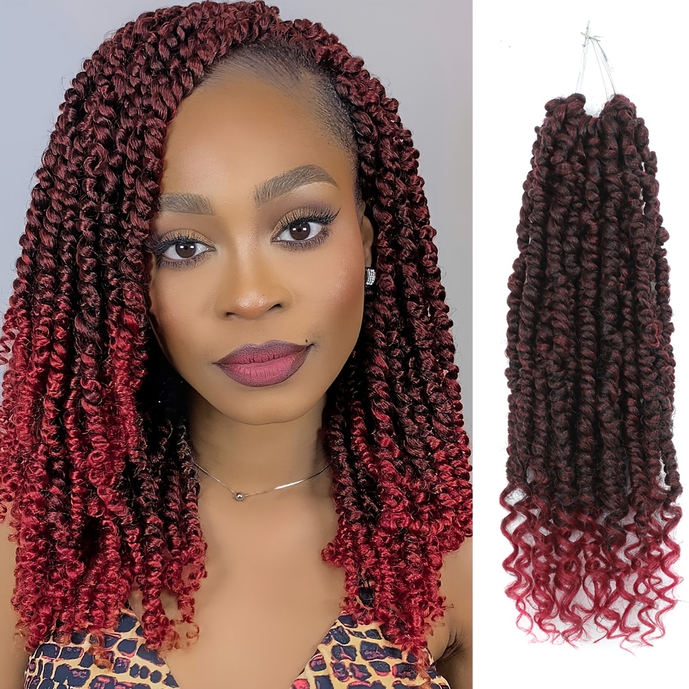 TEMU Perruque courte synthétique tressée, extension de style protecteur, 14 pouces, nœud de passion pré-, tressé, crochet, , convient aux femmes pour