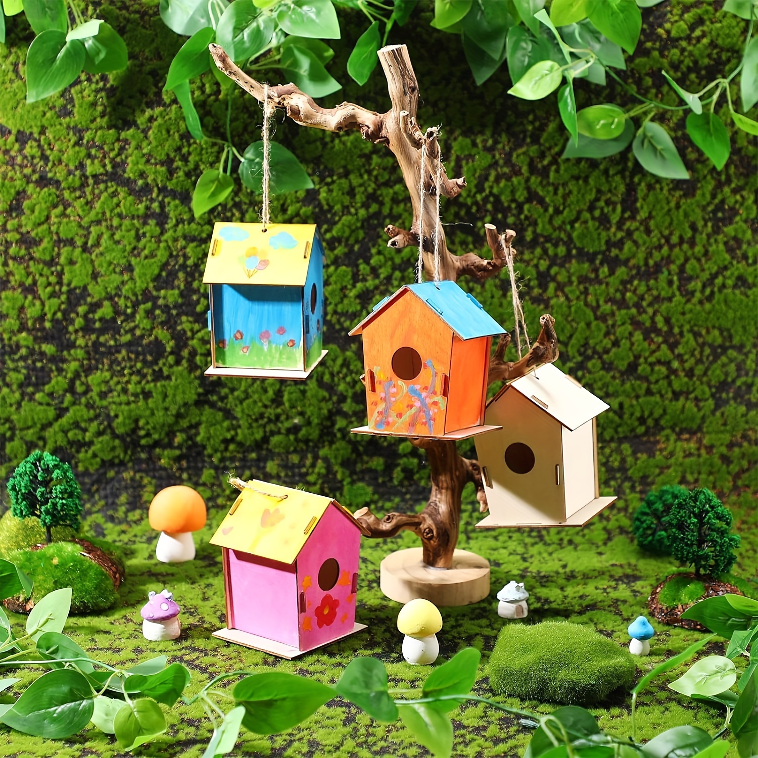 

Diy Wooden Birdhouse Craft Kit - Unfinished Hanging Nest For Projects, Classroom Activities & Party Decorations - Paintable Model With Dyeing And Graffiti Options