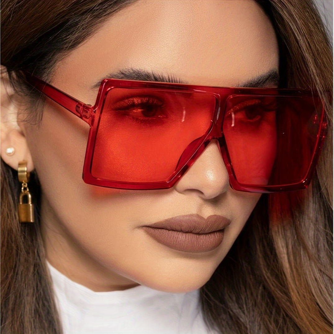 Y2K Oversized Square Fashion Sunglasses For Women Men Candy Color Mirror  Lens Glasses For Club Beach Party
