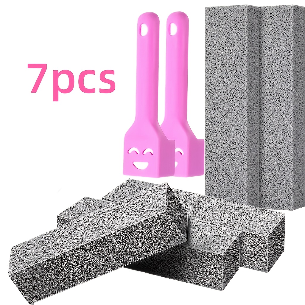 TEMU 7pcs Pumice Stone For Cleaning, Pumie With Handle, Heavy Duty Toilet Pumice Stone For Toilet, Hard Water Toilet Ring Remover, For Toilet, Pool