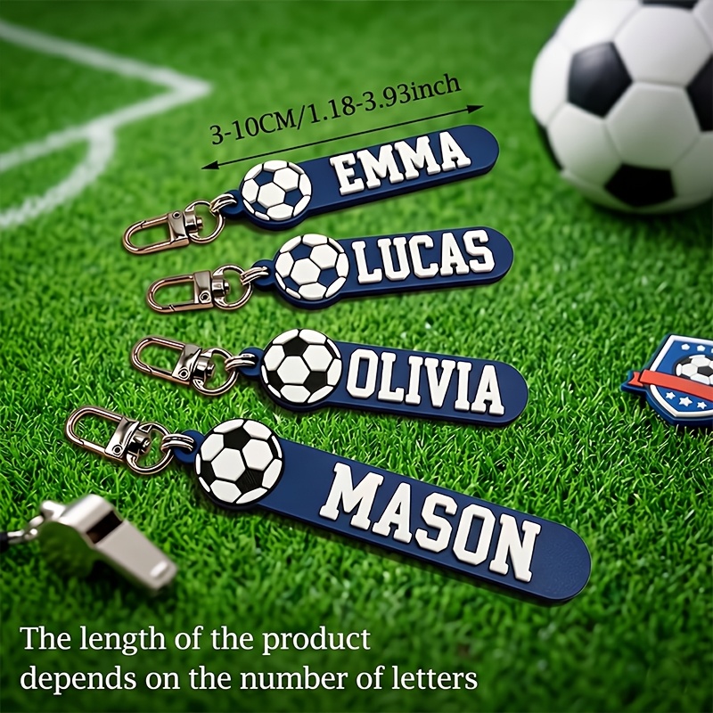 Customized Soccer Keychain, Personalized Name & Number Tag