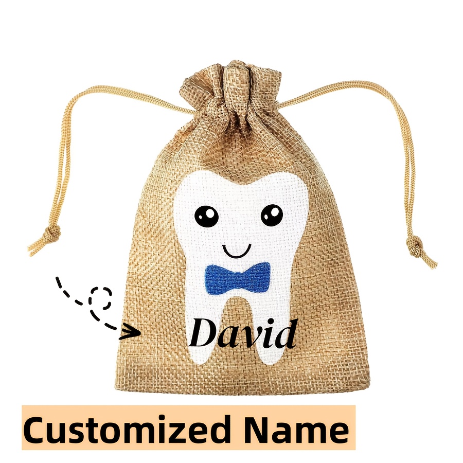 TEMU Gift For Her/him A Linen Storage Bag Tooth Fairy Bag For Boys And Girls, Suitable For Birthday Gifts, Holiday Party Supplies Drawstring Storage