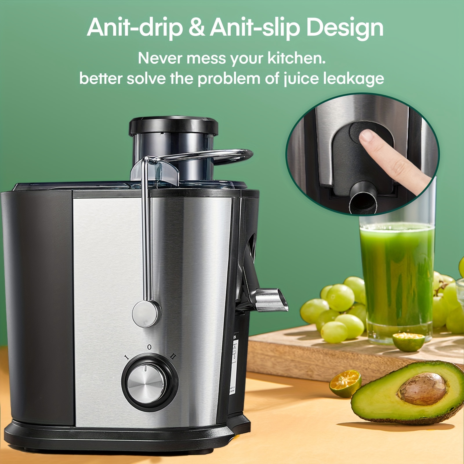 TEMU Juicer Machines, 600w Juicers And Vegetable, Fruit Juicer Machine With Anti-drip Spout, Juice Booklet, 2 , Brush For