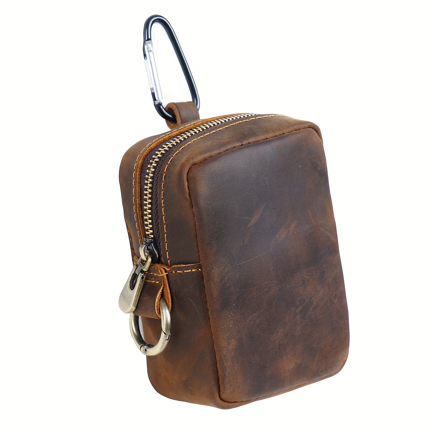 Image of Multi-functional Coin Purse And Key Holder, Genuine Leather Key Pouch With Clip