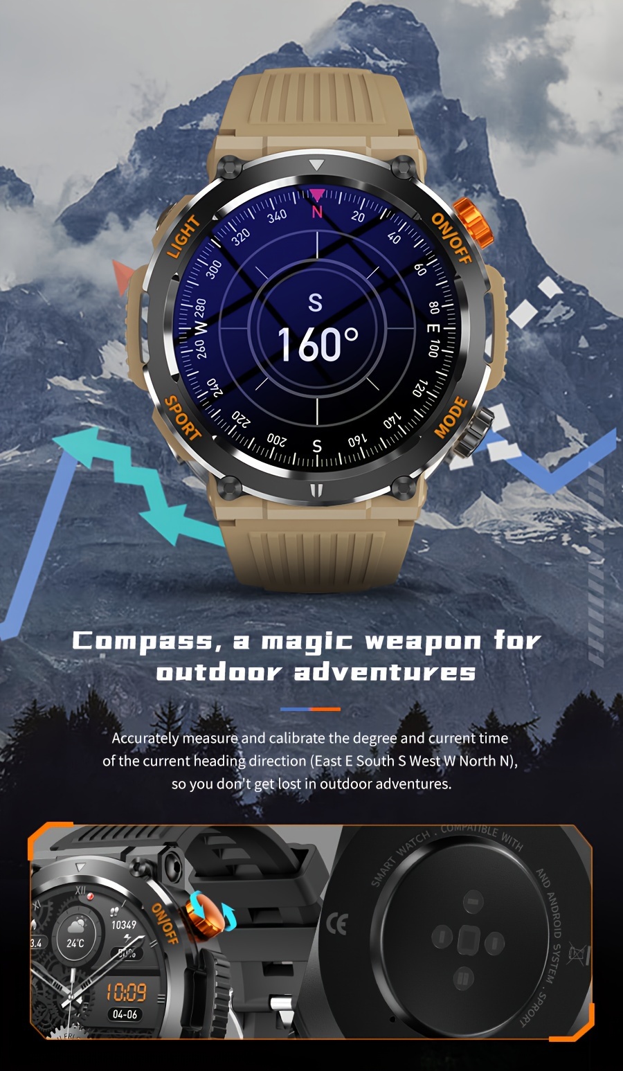 Reloj inteligente para hombres (contestar/hacer llamadas), para Android/para iPhone BT Smartwatch táctico desde 2023, resistente y duradero rastreador de fitness al aire libre, resistente al agua IP67/voz AI detalles 5