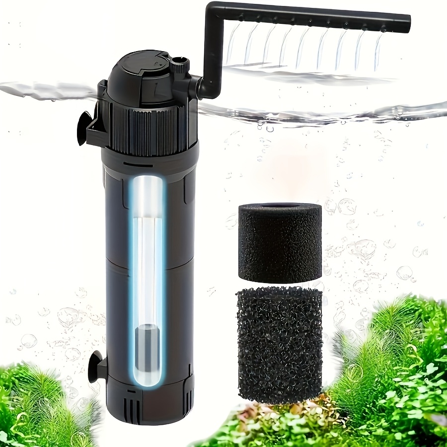 5in 1 Internal Aquarium Filter With Uv 8 Watts, Aquarium Filter Pump . Adjustable Flow Rate 650l/ 100-300l Aquariums