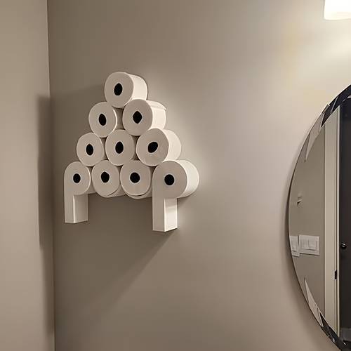 a toilet paper holder 3d printing featuring a design that can 10 rolls mounted without drilling making it a gift and decoration for the bathroom