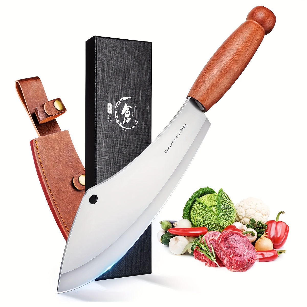 

Butcher Knife With Sheath Meat And Vegetable Cleaver Knife For Kitchen Or Camping Christmas Gifts For Men Father