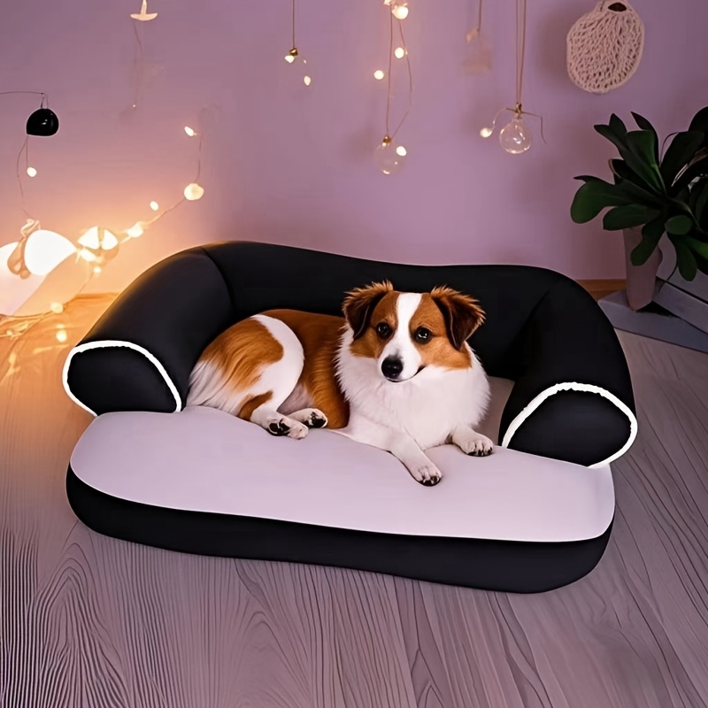 1pc cozy plush pet sofa bed warm     recliner with removable polyester cushion black   for extra small to large breeds   indoor relaxation pet relaxation spot stylish dog recliner soft cushioned sofa Product details 0