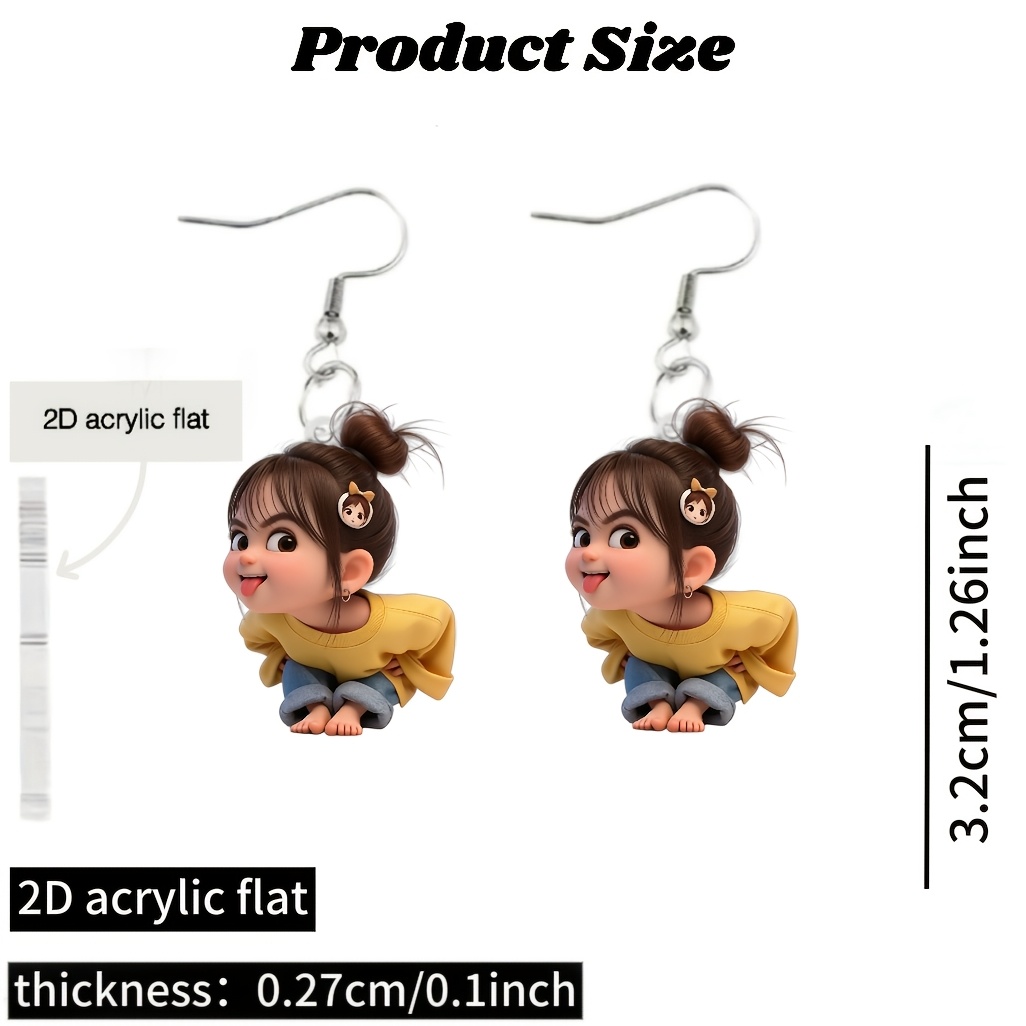 Women's Playful 2D Flat Acrylic Earrings, New Style 2026