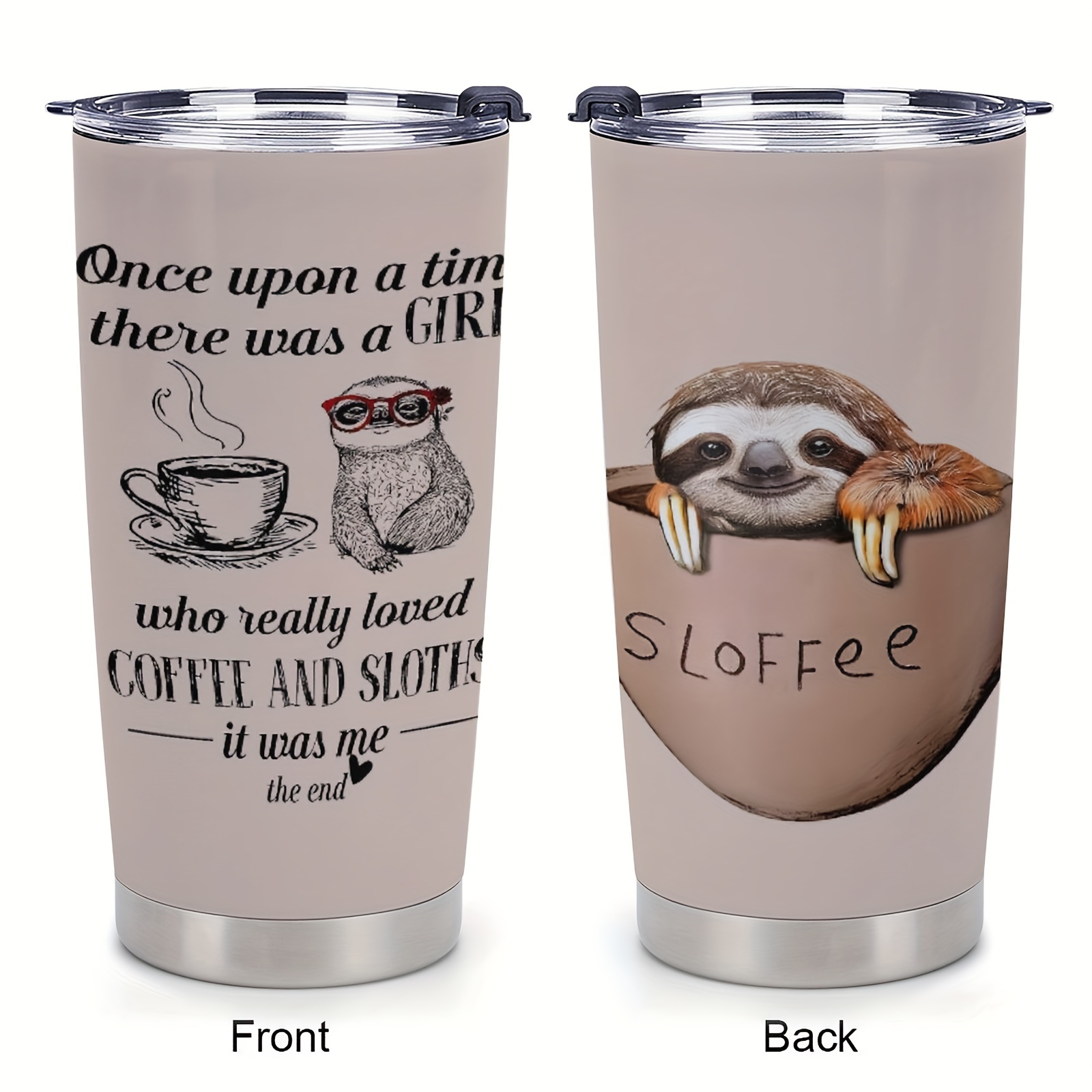 

1pc 20oz Sloth Gifts, Just A Girl Who Loves Sloths Tumbler Stainless Steel With Lid, Sloffee Travel Mug, Lazy Sloth Cup, Sloth Lovers Birthday Gifts