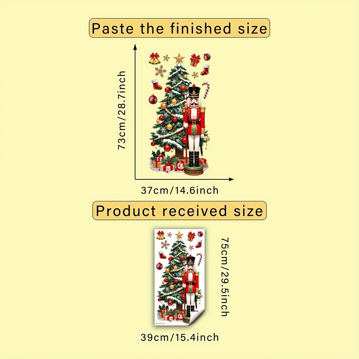 TEMU 1pc Christmas Tree Nutcracker Christmas Stocking Bell Snowflake Gift Box Door Sticker Creative Diy Self-adhesive Removable Double-sided Pvc Wall