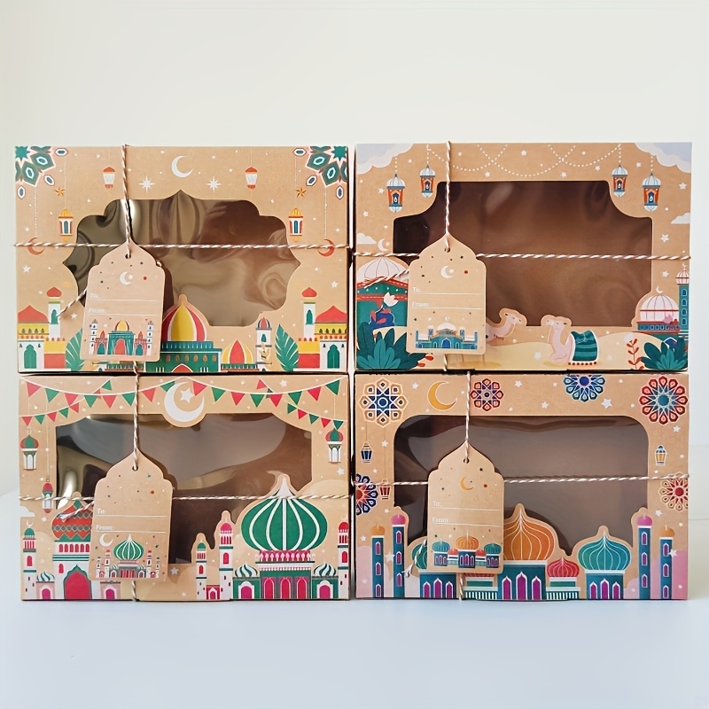 

8pcs Candy Boxes, Pvc Windowed Paper Packaging, Party Supplies, No Electricity Required, For Ramadan Gifts And Decorations