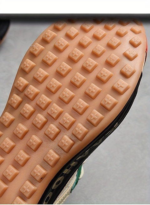 Tenis casuales bajos unisex Dulshaeruo KAAHOO - Ligeros y transpirables de malla y sintético, combinación de colores verde vibrante/rojo/beige/negro, punta redonda cómoda y suela de goma acolchada para caminar, trotar y atuendo casual en primavera/verano, zapatos cómodos, diseño deportivo, construcción duradera, calzado con cordones, moda urbana, forro de tela, calzado versátil, estilo de vida activo