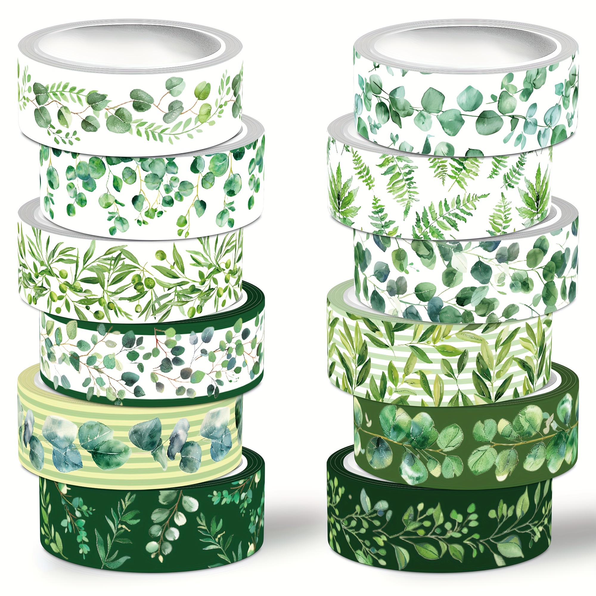 

Nikomie 12-piece Green Leaf Washi Tape Set - Decorative Spring & Tropical Greenery Masking Tape For Scrapbooking, Journaling, Diy Crafts, Planners & Gift Wrapping