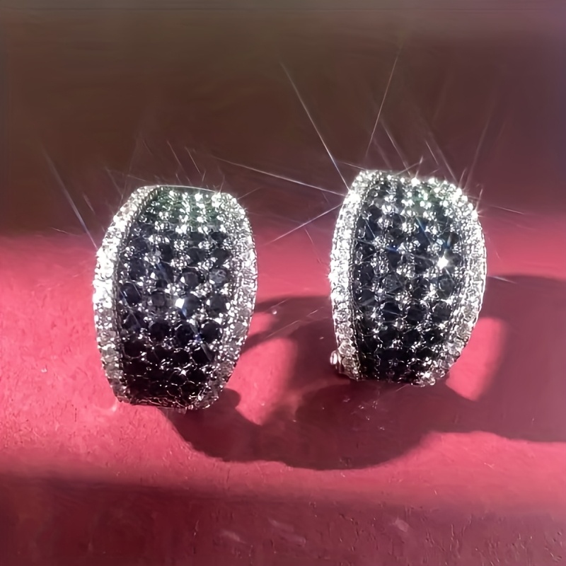 Women's Vintage Black Pave Cubic Zirconia Earrings, Unique Style