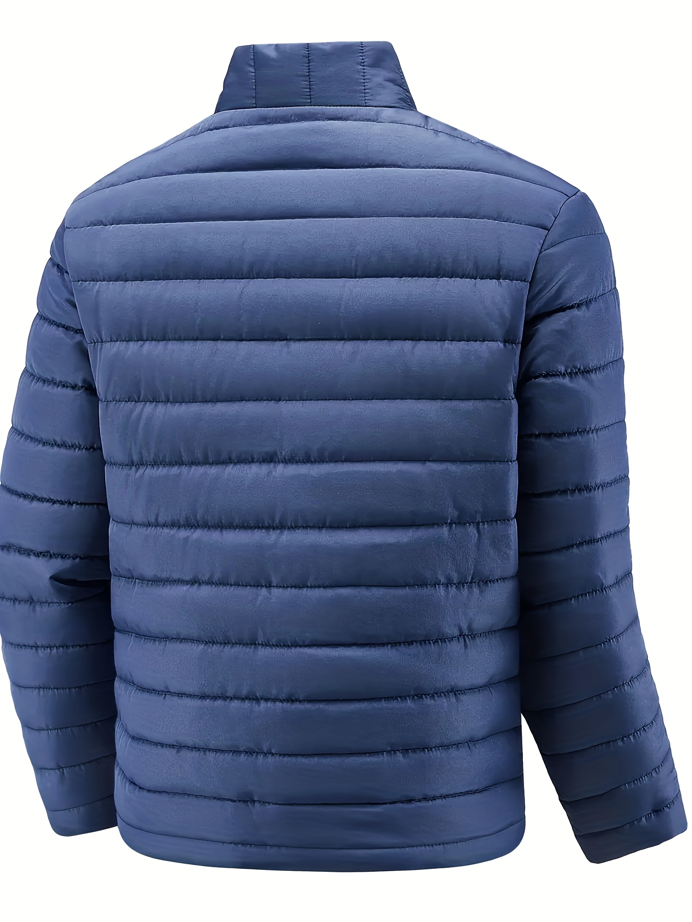 mens stand collar padded jacket warm quilted coat black navy