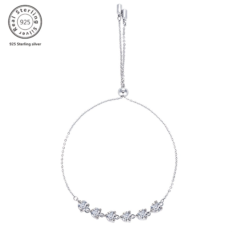 A And Stylish Bracelet Made Of 925 Silver, Featuring 6 0.5 Carat Moissanite Diamonds, Ideal For Everyday Use, Includes A Box