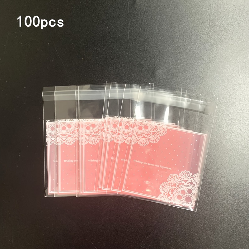 100pcs, Pink Lace Print Bags - Perfect For , Candy, Gifts, And Parties