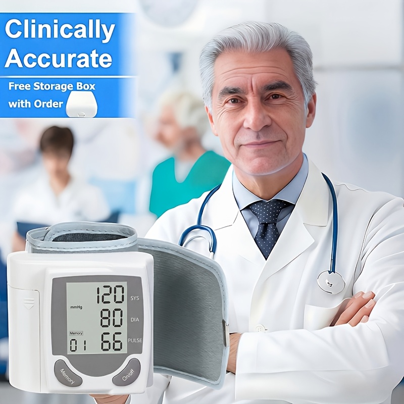 Blood Pressure Monitor, Automatic Wrist Blood Pressure Monitor with LCD Glass Curtain - Adjustable Cuff, Pulse Rate Detection and Irregular Heartbeat Alert - Battery Powered, 36V, Easter and Mother's Day Gift(Battery Not Included)