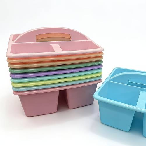 daily storage boxes stackable with handles for easy carrying suitable for classroom supplies office supplies and handicrafts paint storage 5pcs random colors