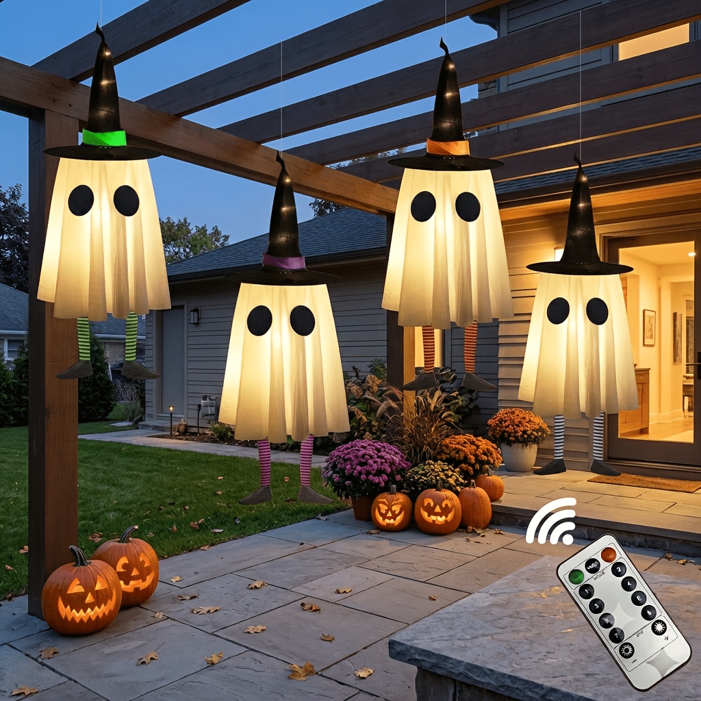 TEMU Light Up Halloween Ornaments With Witch Hat, Glowing Decor For Lighted Holiday Displays, Home Kitchen Festival Decorations