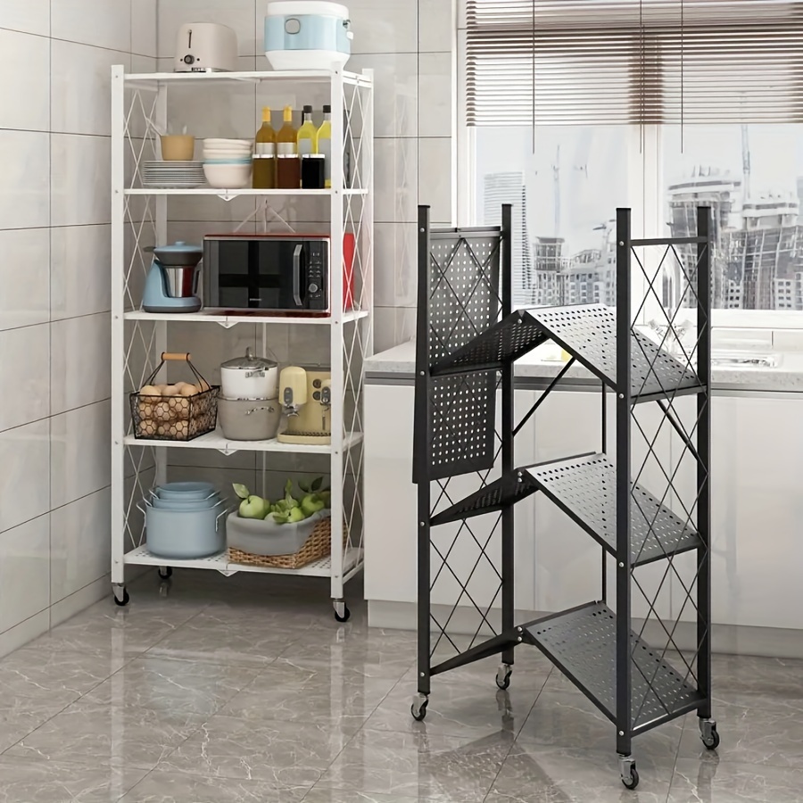 3 4 5 tier   storage rack   with wheeled multi layer storage shelves portable floor standing versatile miscellaneous storage rack foldable magazine rack storage accessories details 3