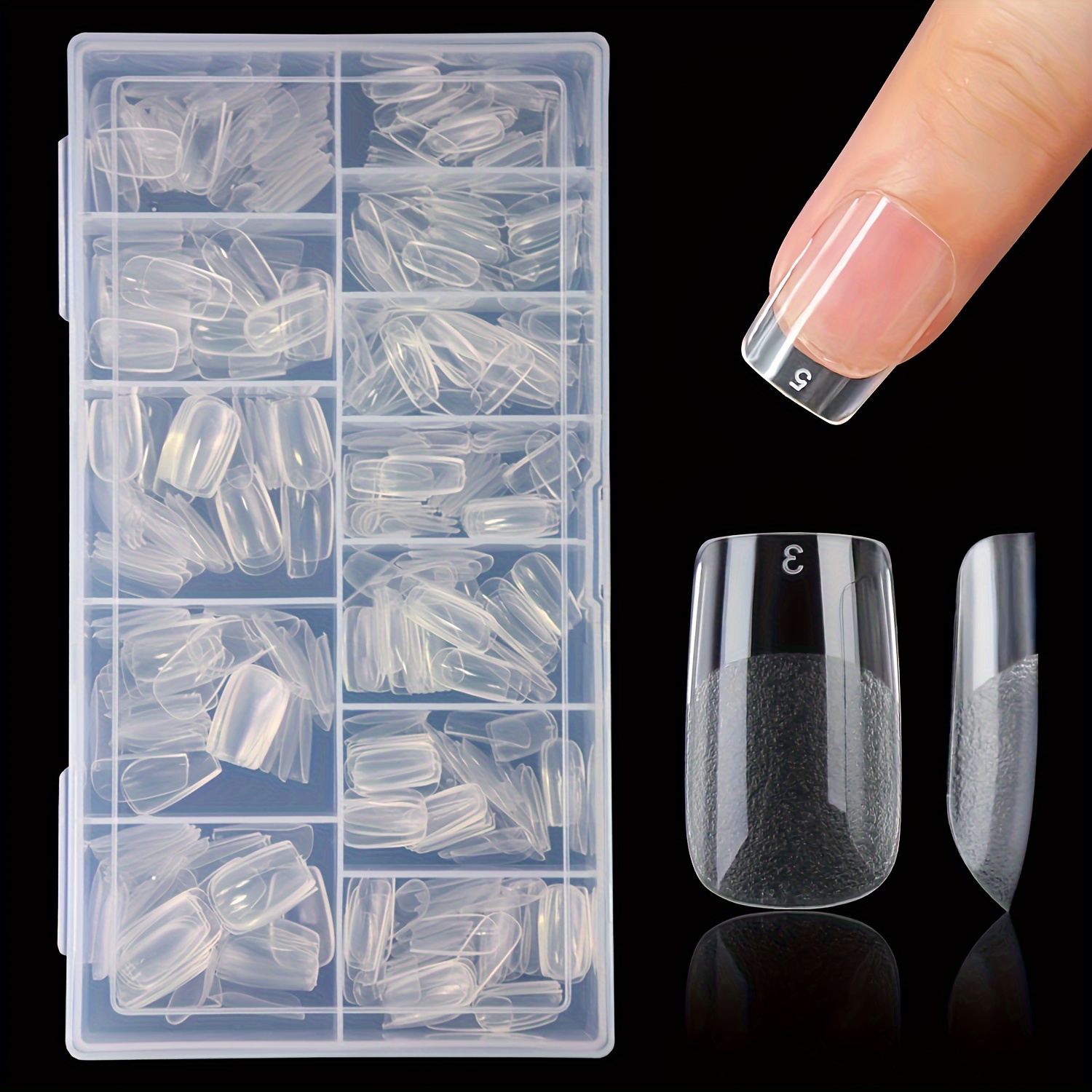 

500pcs Matte Short Square Nail Tips Set Transparent Soft Gel False Nails Suitable For Women Diy Fake Nails