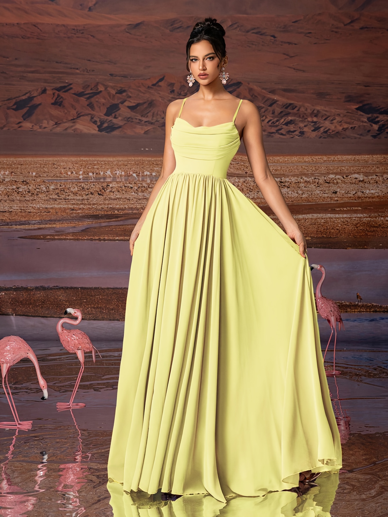 sachin and babi light blue dress Women's The Wings A-Line Spaghetti Strap Chiffon Floor Length Dress XS/XS/S/M/L/XL/Customize Pink Mean Blvd Pink / Xs