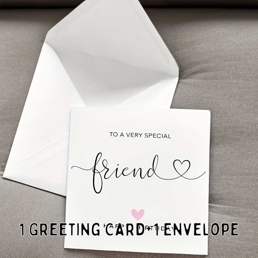 1/5 Set Special Friend Birthday Card, Happy Birthday, Pink Heart For Her Including Envelope