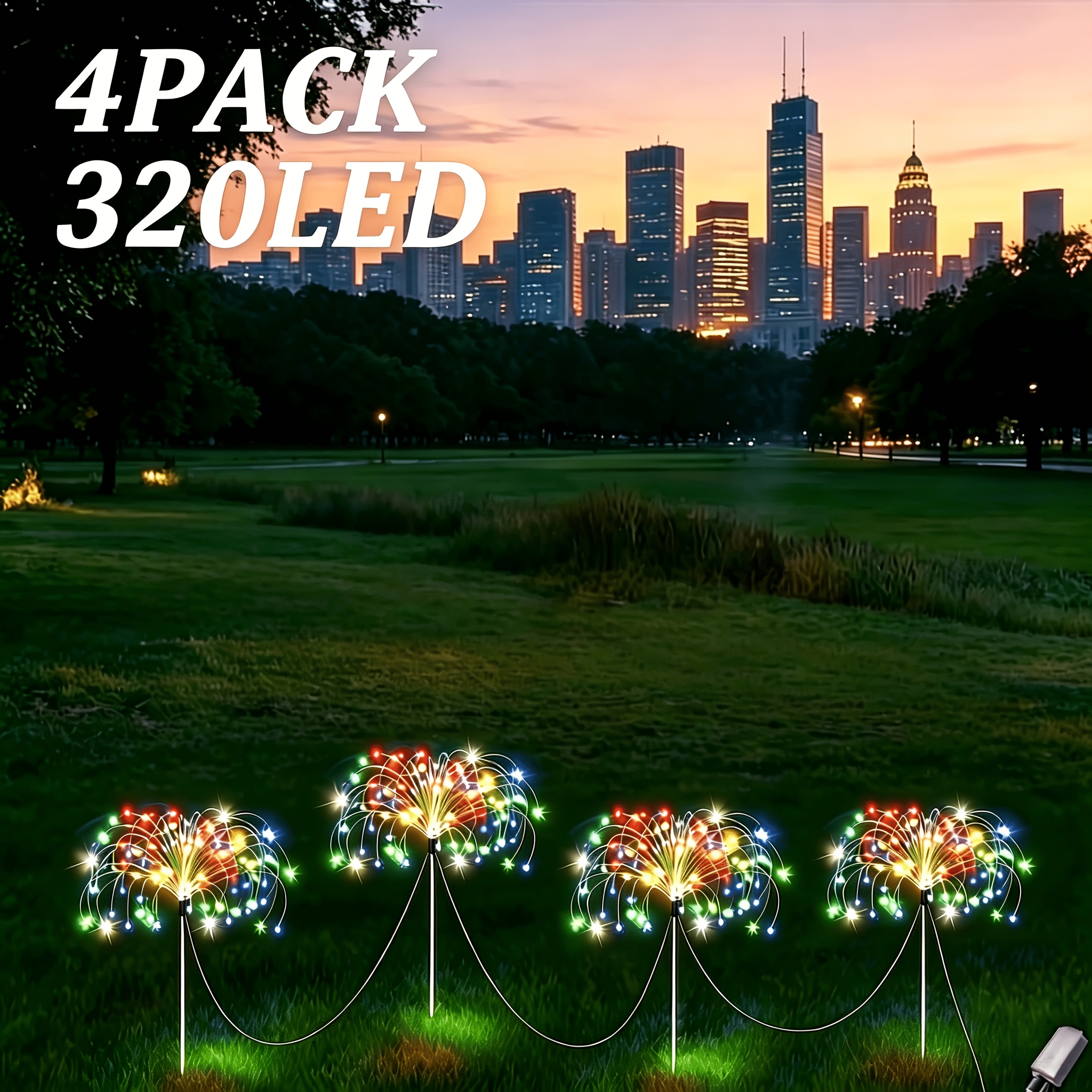 E-shop 4er-Pack - 320 LED Solar Löwenzahn Sternenlichter - 4er-Pack - 240 LED 8 , LED Design, Automatische Ein/Aus Outdoor Hof, Ramadan, Valentinstag