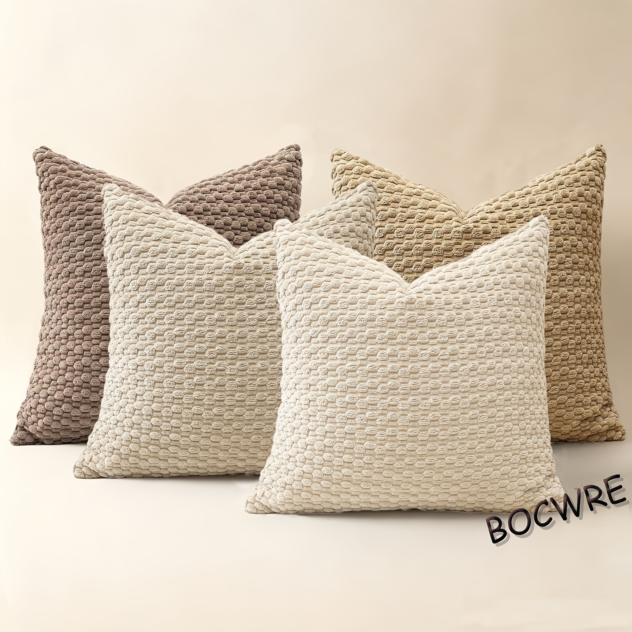 Image of 4pcs Set Soft Corduroy Modern Reversible Design Sofa Pillow Covers, Office Throw Pillow Covers, Bedside Cushion Covers, Durable, Machine Washable Cushion Covers For Sofa And Bed Decor - : Covers Only