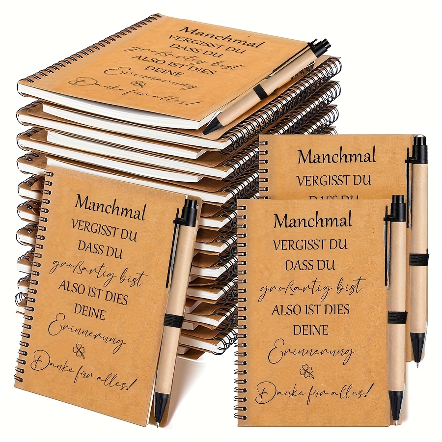 Image of 24pcs 12-set German Blank Party Favor Packs, Thank You Gift For Colleagues, Teachers, Employees, Party Bags, Farewell Gift, Team Inspirational A6 Notebook, Thank You For Everything Ballpoint Pen ( You