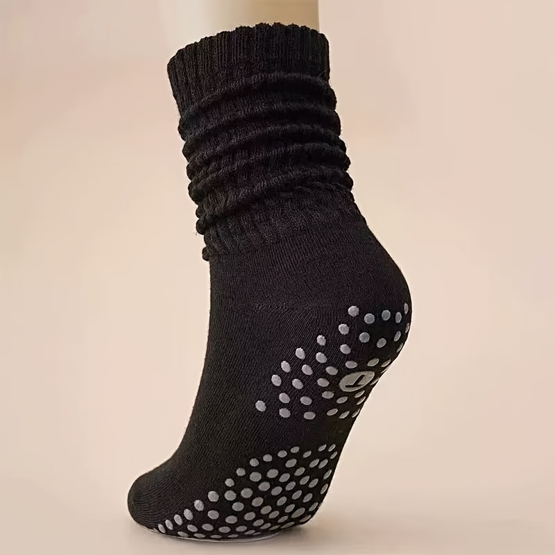 TEMU 3 Pairs Of Women's Long Yoga Socks, Non-slip Fitness And Pilates Calf Socks For Sports