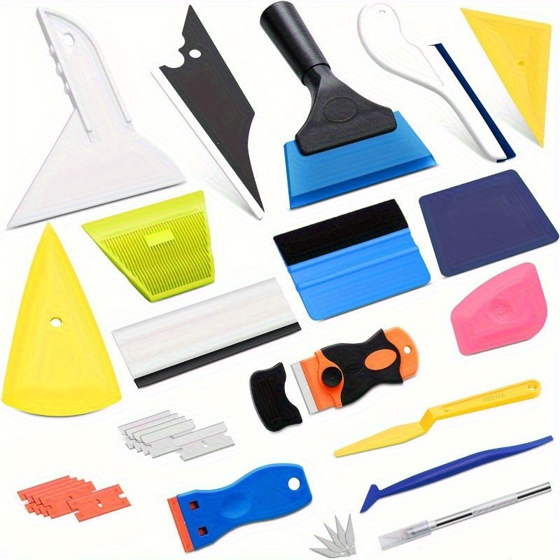 TEMU Window Tint Kit & Vinyl , 43pcs Professional Tools, Windshield & Car Wrap Tint Squeegee, Knife Cutter Kit, Felt Squeegee Tinting Kit, Essential