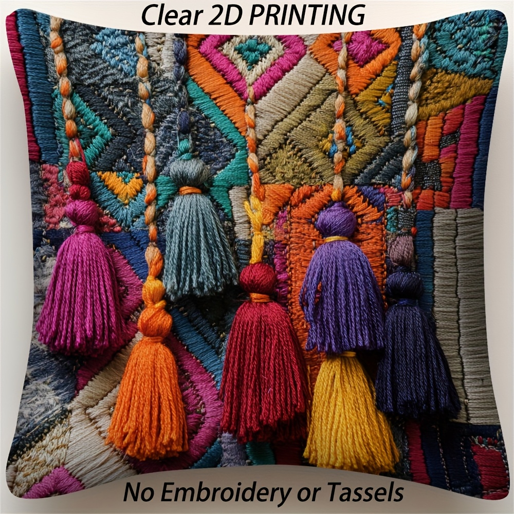 

1pc Retro Pillow Cover Joy And Throughout Your Home, A Vibe, Ideal For Christmas, New Year, And Valentine's Day, 2d Double Sided Printing (no Pillow Insert(not Embroidery And Tassels)