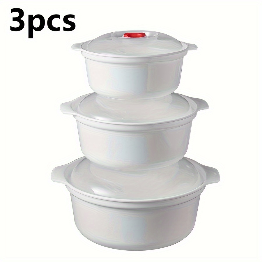 

3pcs Storage Container, Stackable Microwave-safe Soup Bowls With Lid, Portable And Reusable Food Storage Box, For Meat, Grain, Fruit And Vegetable, Kitchen Organizers And Storage, Kitchen Accessories