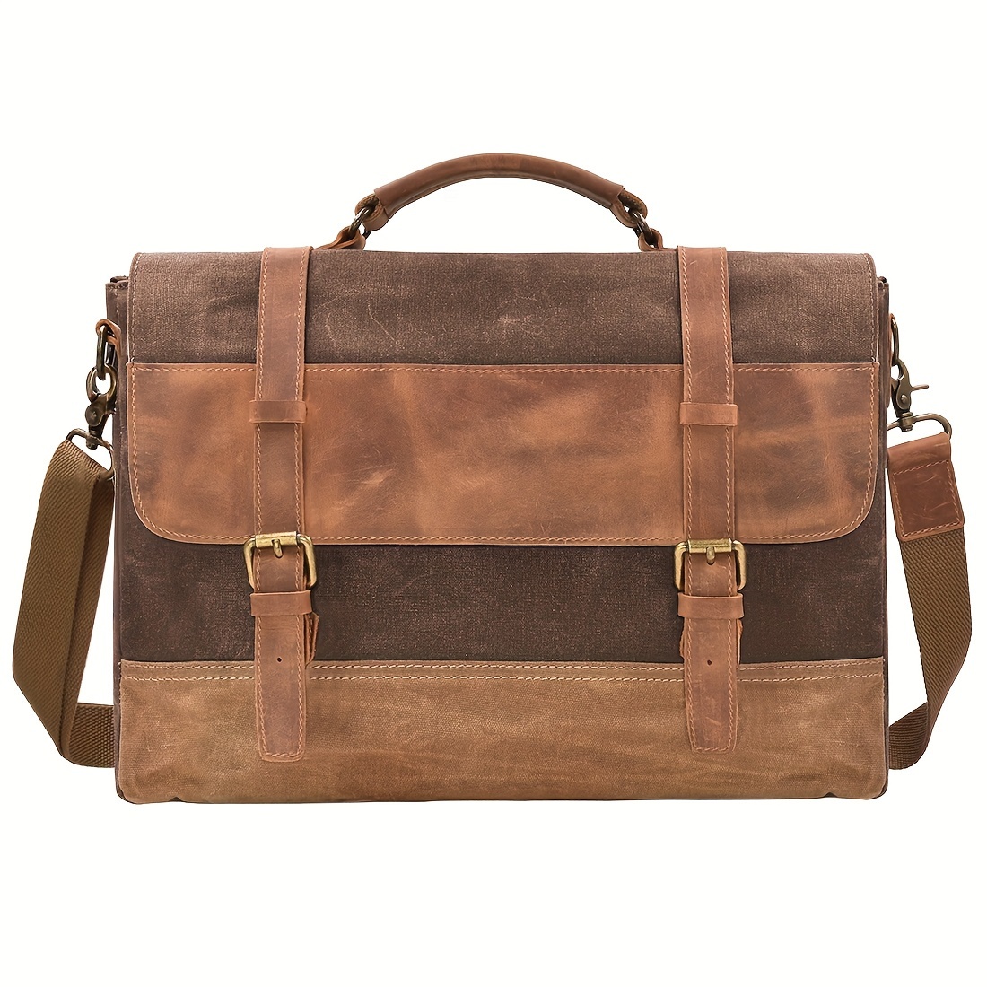 1pc Men's Waterproof Vintage Briefcase, Large Business Laptop Storage Satchel Bag