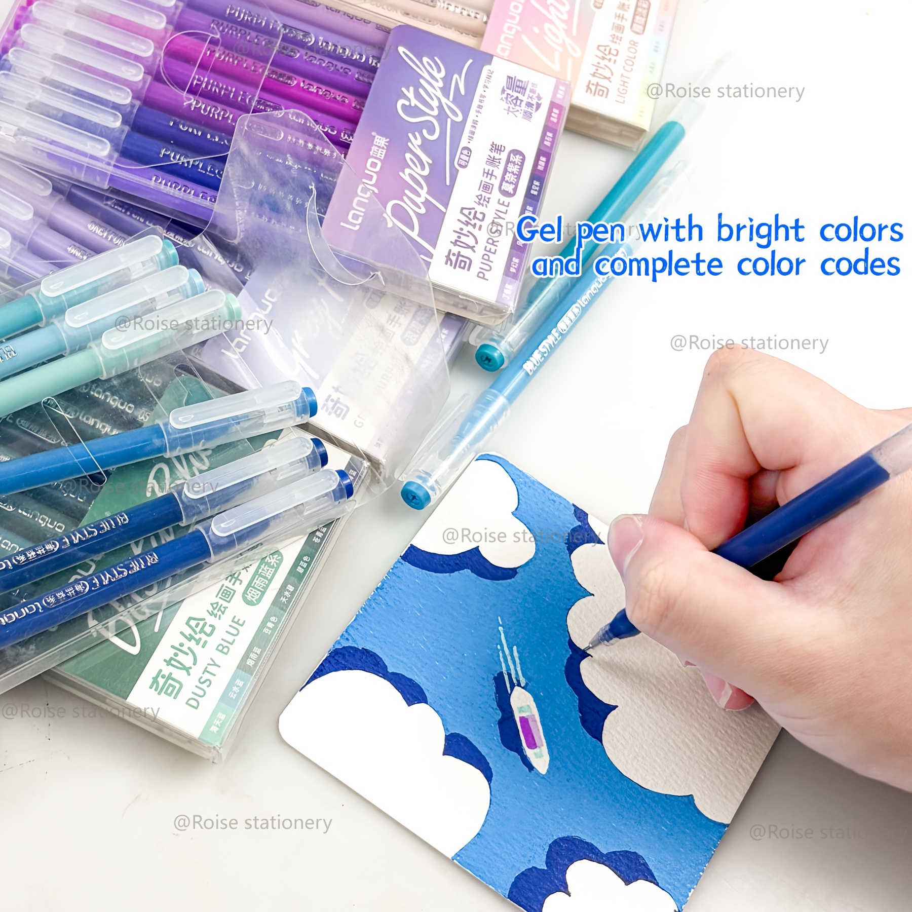 LANGUO 254-Piece Colored Gel Pens Set with 2 Drawing Books