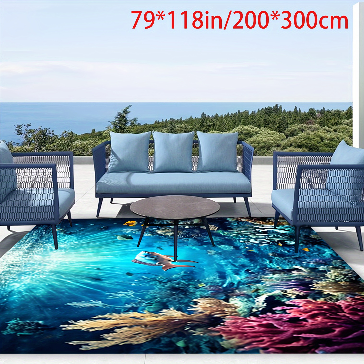 

1pc, Ocean Coral Pattern Indoor Mat, Imitation Cashmere Area Rug, Non-slip Floor Carpet, Home Decor, Room Decor, Home Kitchen Items