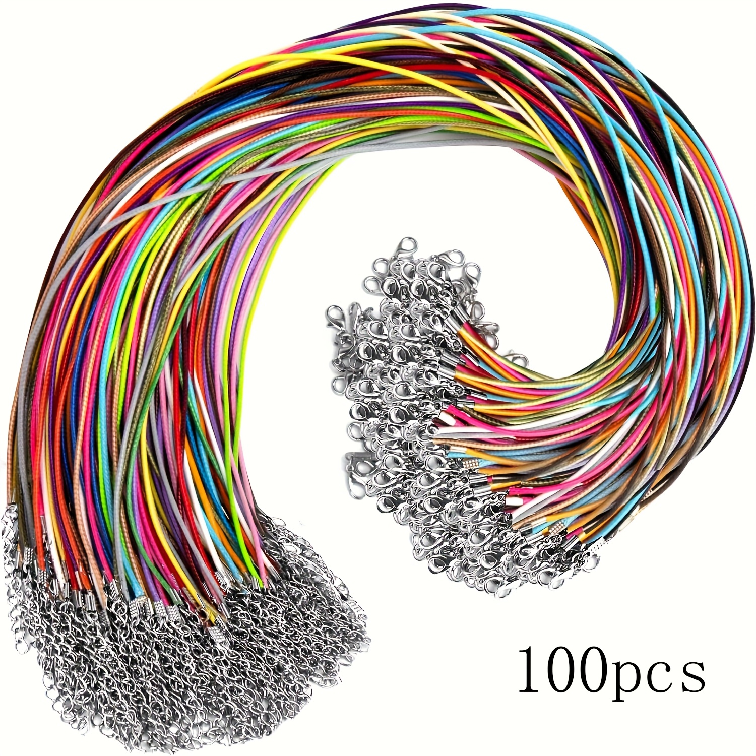 Faux Leather Necklace Cord Set With Clasps (50/100pcs) - Waxed Rope Necklace Strings, Hemp Cord Chains, 19.7" Jewelry Making Supplies - No Mosaic, Accessory Tools For Pendants & Bracelets