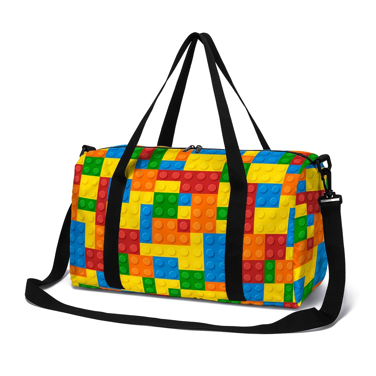 Image of Printed Pattern Luggage Organizer, Trendy Storage Travel Bag, Sports Fitness Bag