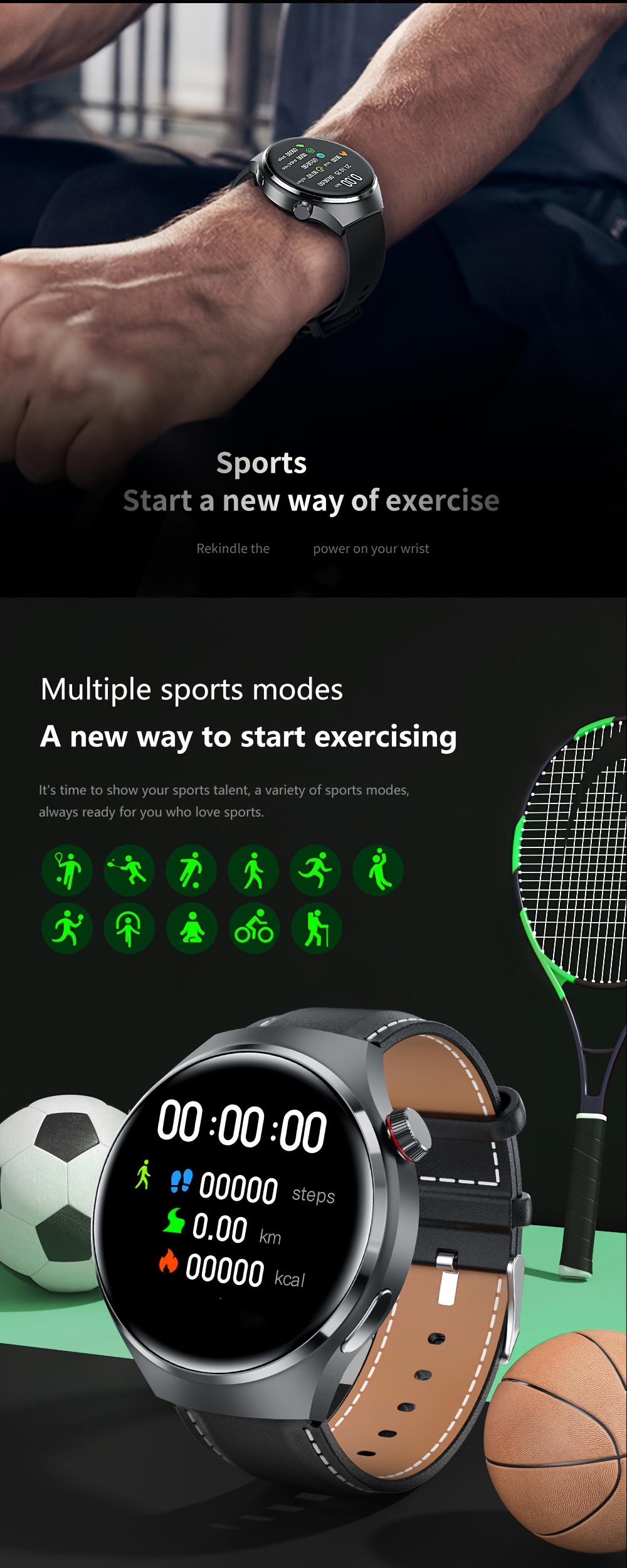 2024 Neuer GPS-Sporttracker für Smartwatches für Männer, NFC-Funkanruf, Herrenuhr, 360 * 360 HD-Bildschirm für Smartwatches, Outdoor-Sport-Fitness-Tracker_voghion.com