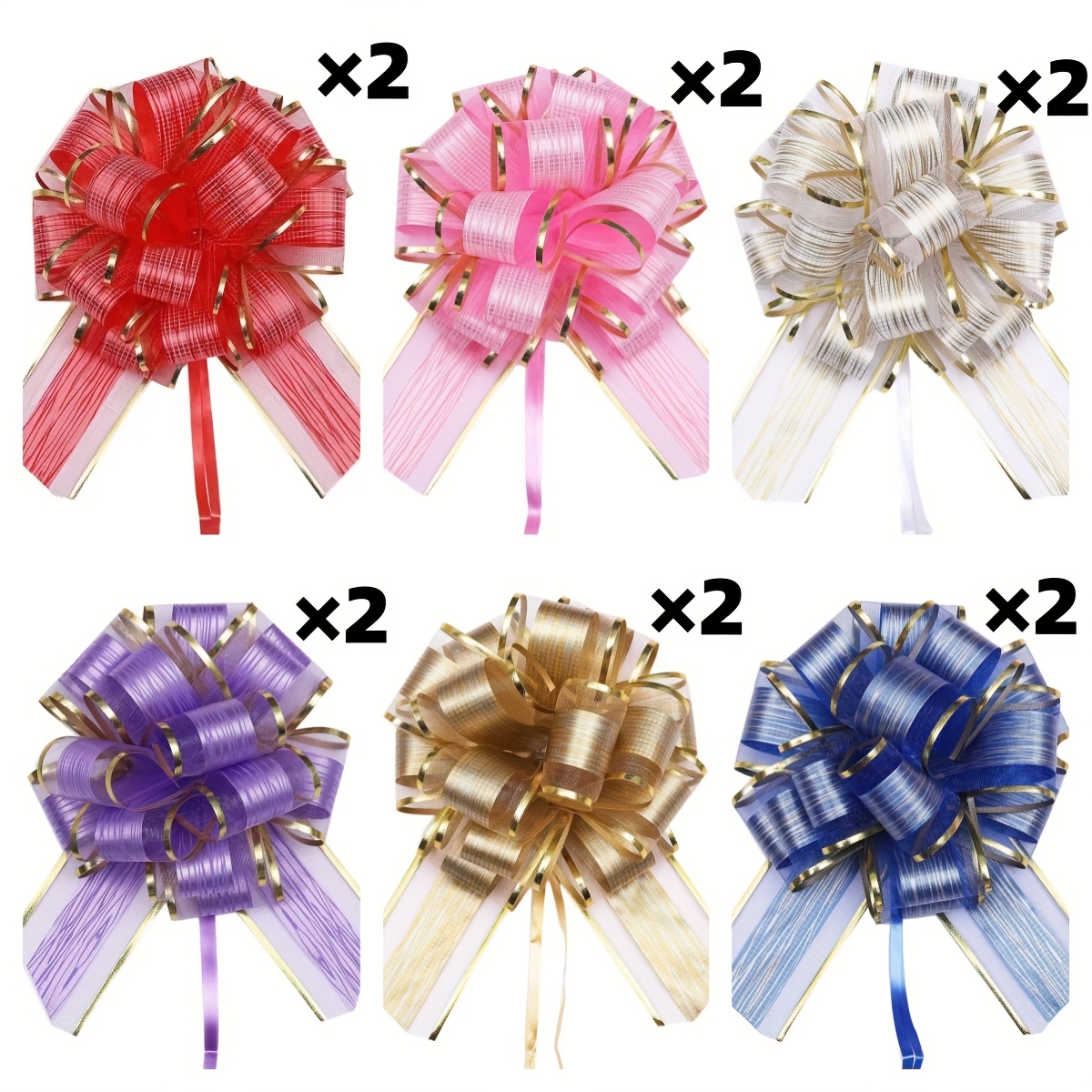 6/12 Elegant Bow Gift Ribbons - Perfect For Christmas, Birthday, Wedding, And Valentine's Day Decorations, Party Decor, Vibrant Ribbons, Durable Plastic Ribbons, Ribbon Decorations